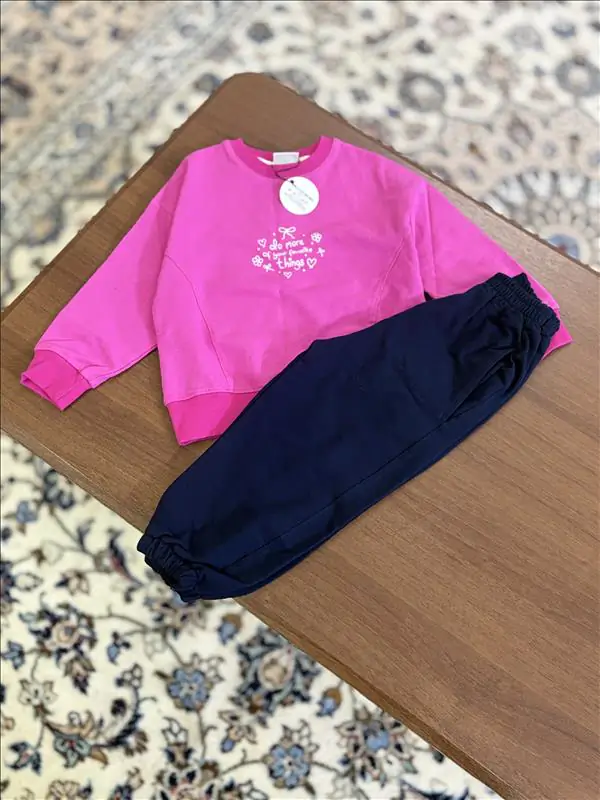 ست دورس شلوار سرخابی دخترانه